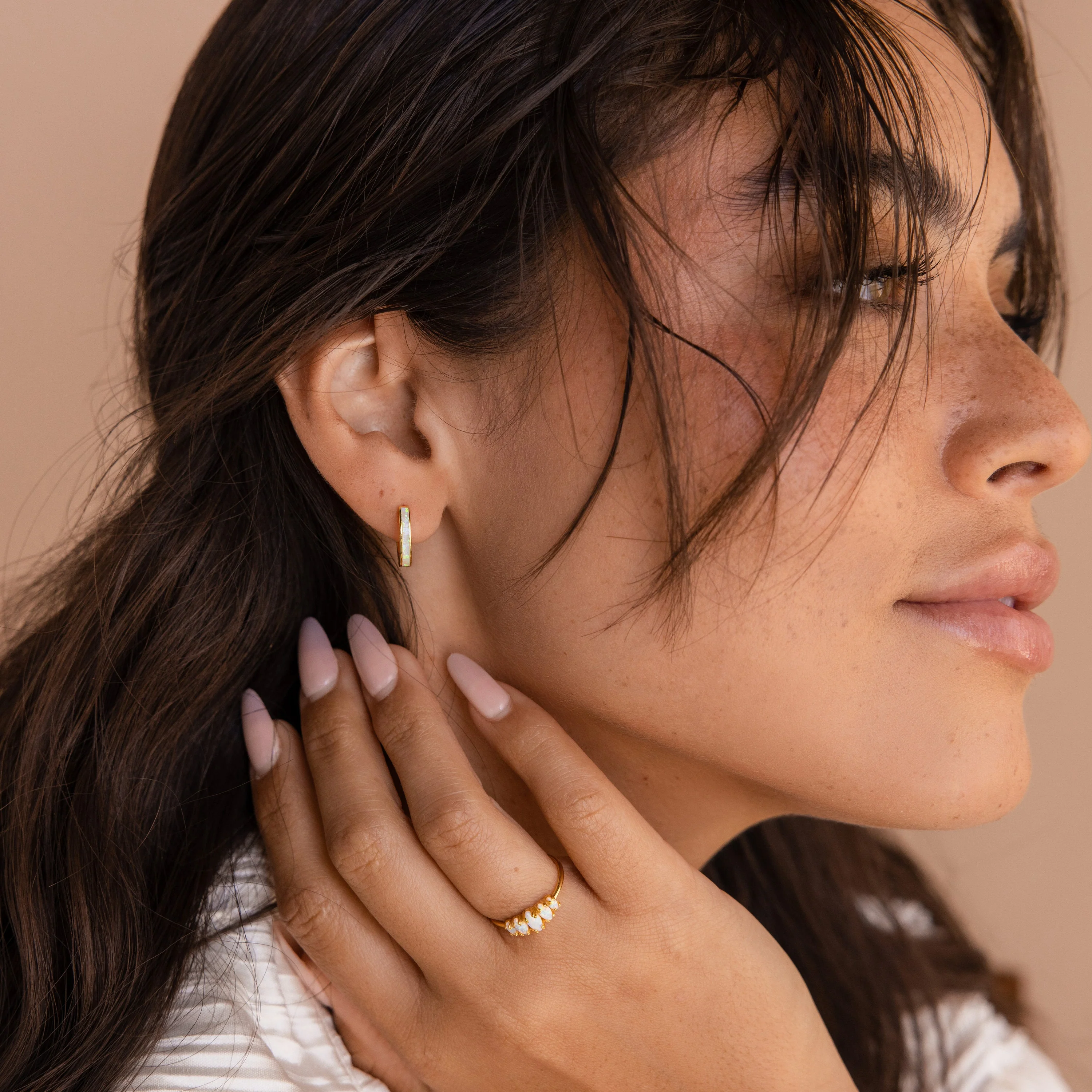 White Opal Inlay Hoops - Image 8