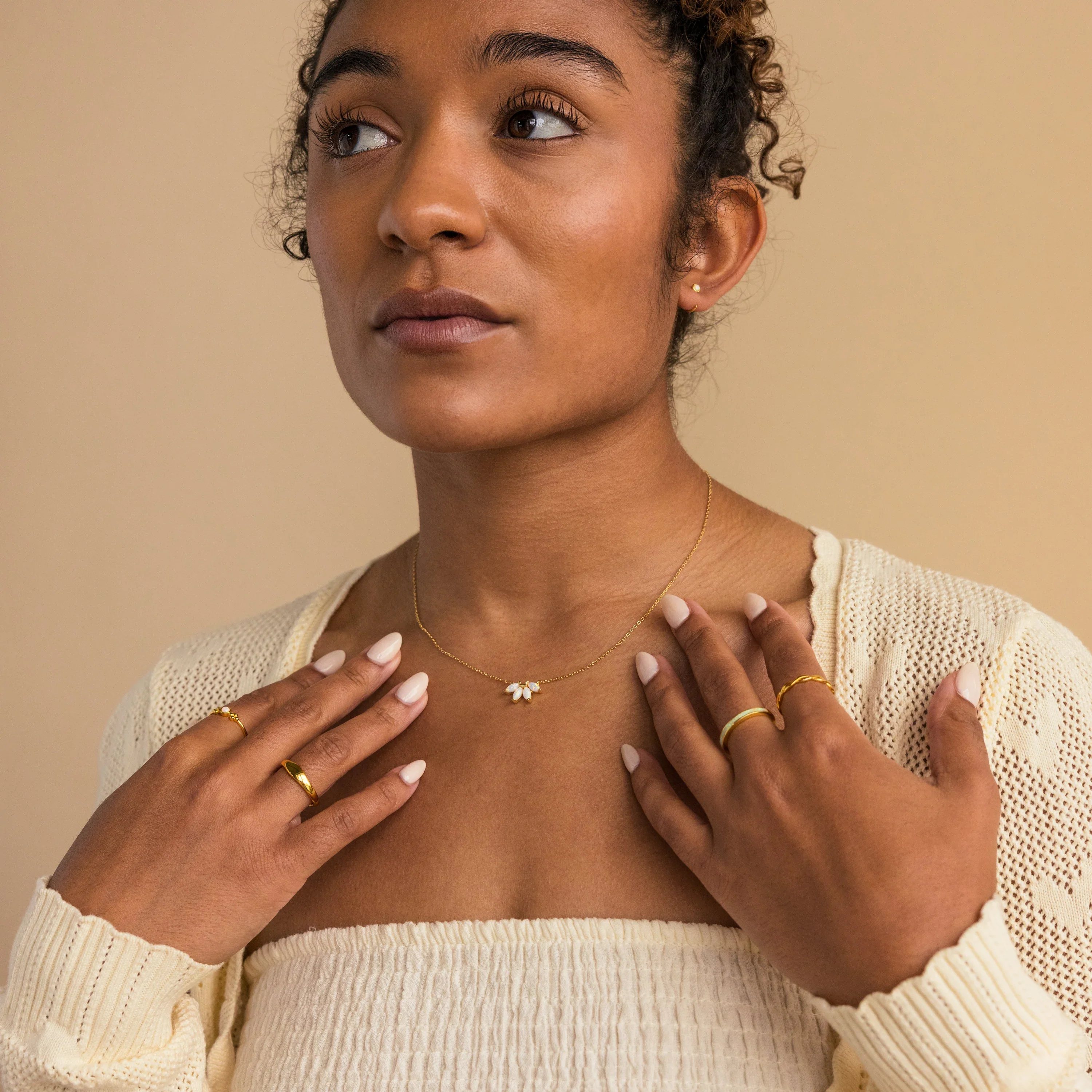 White Opal Marquise Necklace - Image 6