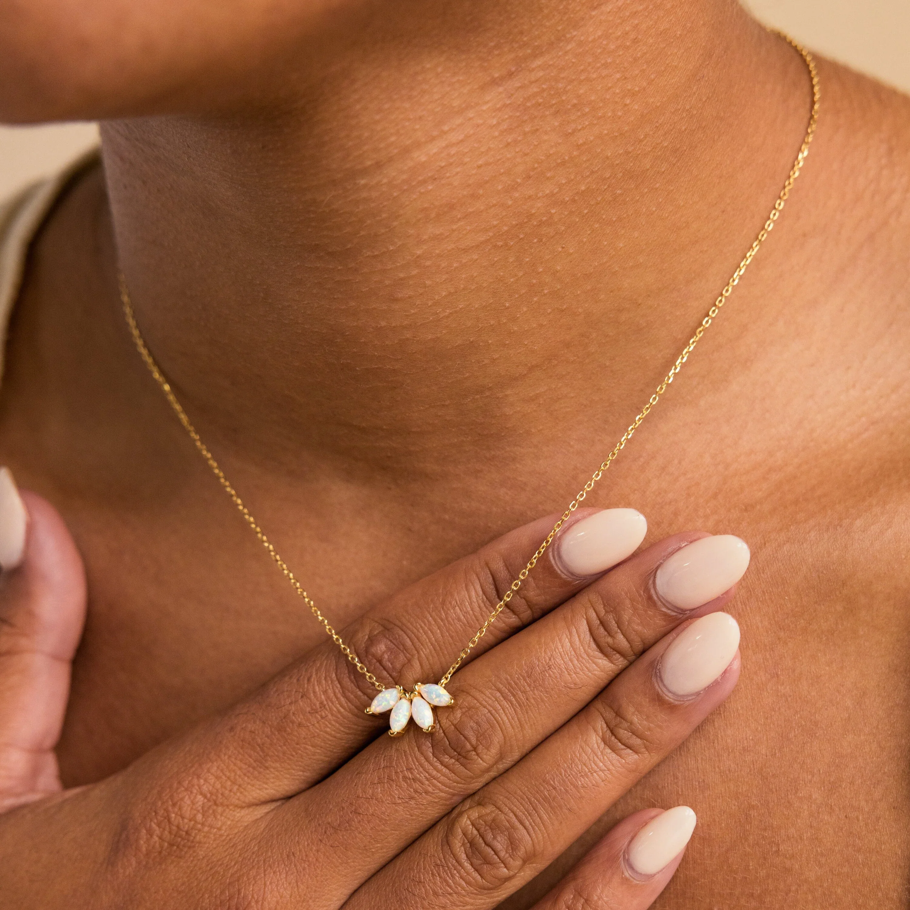 White Opal Marquise Necklace - Image 7