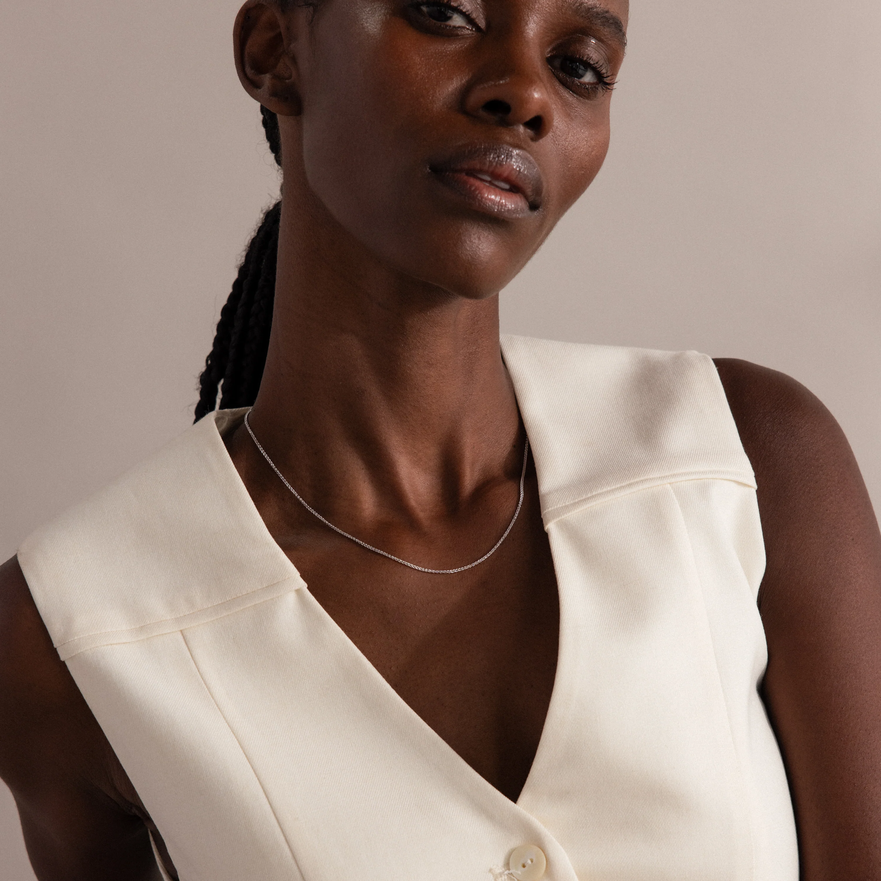Woven Chain Necklace in Silver - Image 4