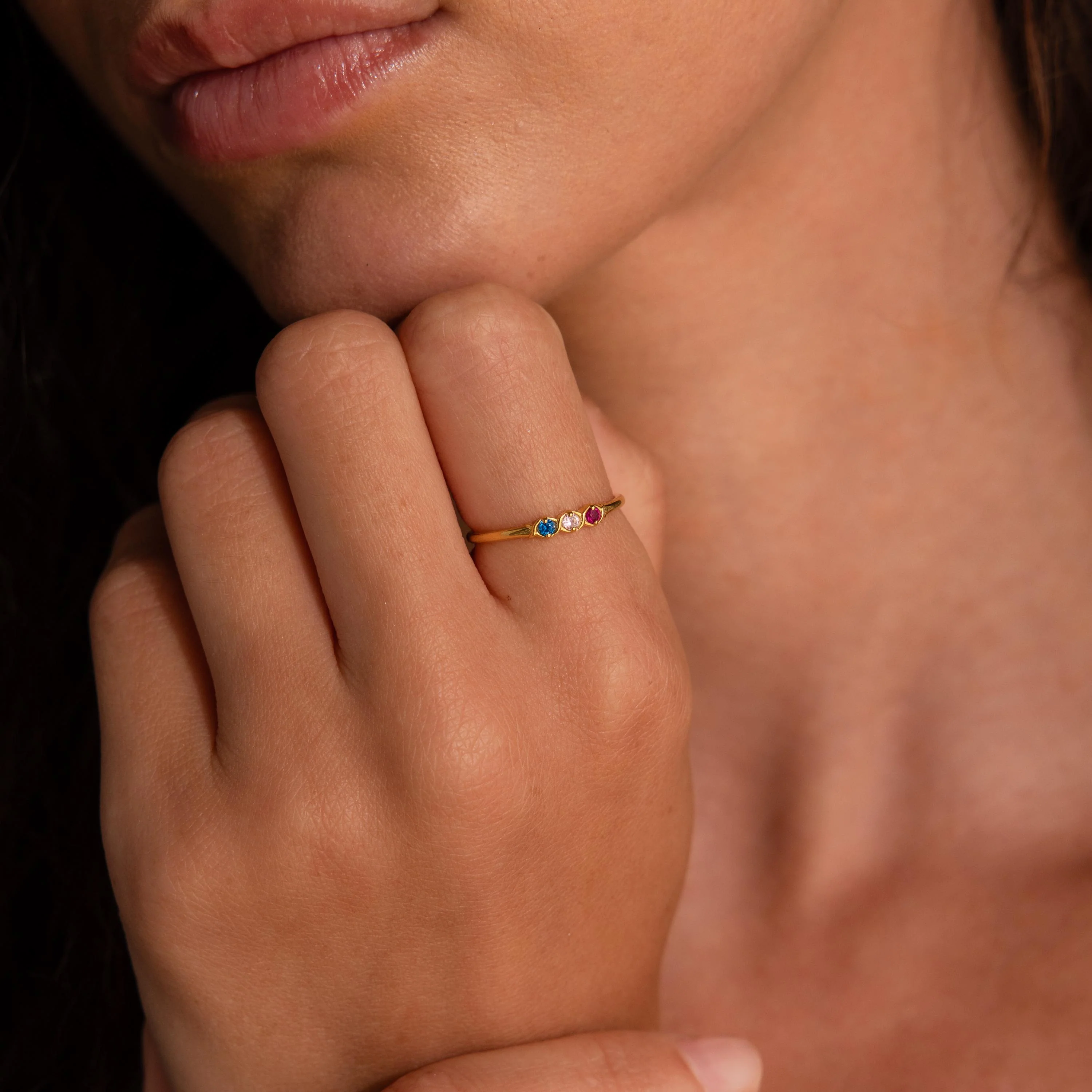 Woven Multiple Birthstone Ring in 18K Gold - Image 2